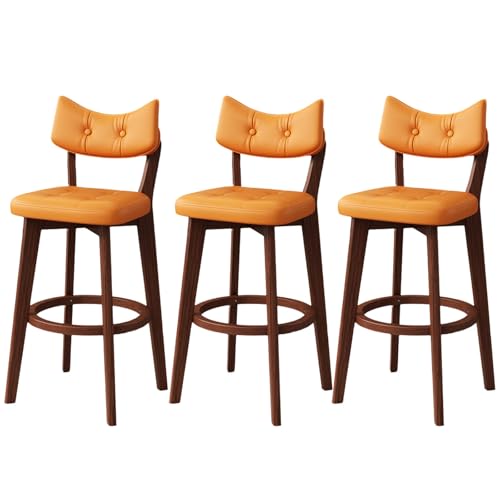3-teilige Barhocker in Thekenhöhe, moderner, extrahoher quadratischer Insel-Barhocker mit geschwungener Rückenlehne und Sitzfläche, Kücheninsel-Hocker aus Eichenholz mit Holzbeinen und Fußstütze 3-teilige Barhocker in Thekenhöhe, moderner, extrahoher quadratischer Insel-Barhocker mit geschwungener Rückenlehne und Sitzfläche, Kücheninsel-Hocker aus Eichenholz mit Holzbeinen und Fußstütze von QAZXDRFG