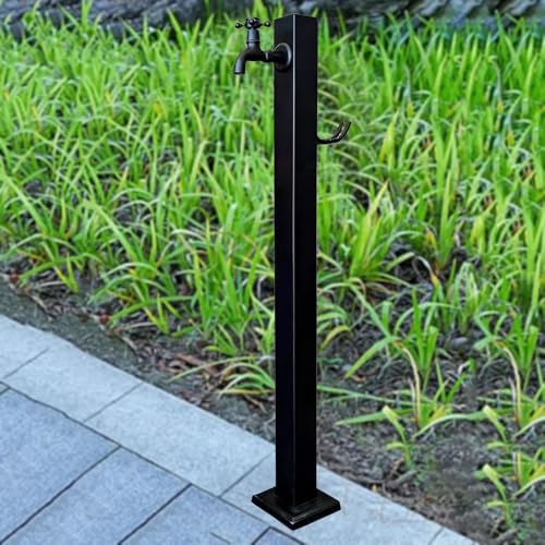 304 Edelstahl Garten Wassersäule Outdoor Frostschutz Wasserhahn Extender Säule mit Wasserhahn Dekorative Funktion Brunnenspender Hydrant Schwarz (Höhe: 60 cm) von QAZXDRFG