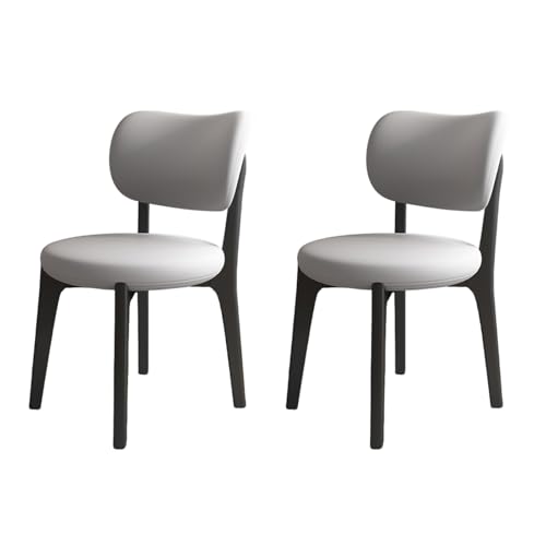 Esszimmerstühle, 2er-Set, Lounge-Esszimmerstuhl mit gepolsterter Rückenlehne, Beine aus Massivholz, robust, einfach zu montieren, ideal für Wohn-, Ess- und Freizeitbereiche, B-Hellgrau, 45,7 x 46 von QAZXDRFG