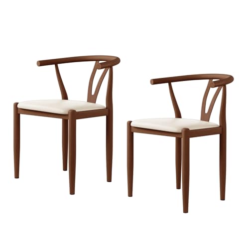 Esszimmerstühle, 2er-Set, Lounge-Esszimmerstuhl mit gepolsterter Rückenlehne, robust, einfach zu montieren, geeignet für Wohnzimmer, Esszimmer, Freizeitbereich usw. A-Off-White 18.1in*16.11in*28. von QAZXDRFG