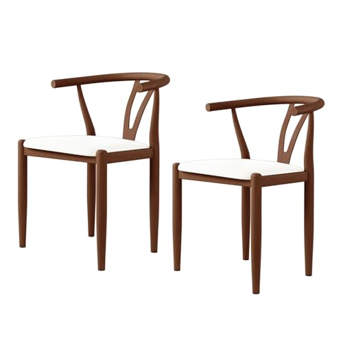Esszimmerstühle, 2er-Set, Lounge-Esszimmerstuhl mit gepolsterter Rückenlehne, robust, einfach zu montieren, geeignet für Wohnzimmer, Esszimmer, Freizeitbereich usw. A-Weiß 18,1 Zoll * 16,11 Zoll von QAZXDRFG