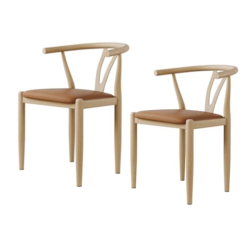 Esszimmerstühle, 2er-Set, Lounge-Esszimmerstuhl mit gepolsterter Rückenlehne, robust, einfach zu montieren, geeignet für Wohnzimmer, Esszimmer, Freizeitbereich usw. B-Kaffee 18,1 Zoll * 16,11 Zol von QAZXDRFG