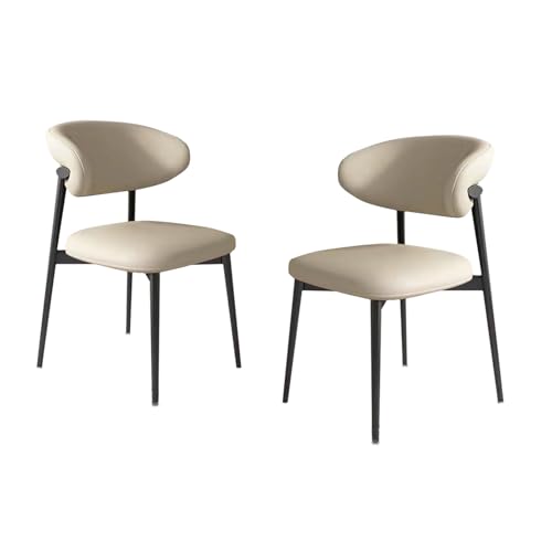 Esszimmerstühle, 2er-Set, Lounge-Esszimmerstuhl mit gepolsterter Rückenlehne, robust, einfach zu montieren, geeignet für Wohnzimmer, Esszimmer, Freizeitbereich usw. B-Khaki 21,3 Zoll * 18,9 Zoll von QAZXDRFG