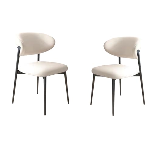 Esszimmerstühle, 2er-Set, Lounge-Esszimmerstuhl mit gepolsterter Rückenlehne, robust, einfach zu montieren, geeignet für Wohnzimmer, Esszimmer, Freizeitbereich usw. B-Perlweiß 21,3 Zoll * 18,9 Zo von QAZXDRFG