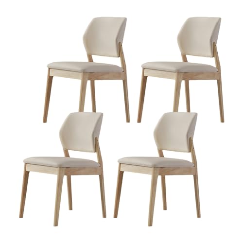 Esszimmerstühle, Küchenstühle mit breiter, geschwungener Rückenlehne und Armlehnen, mit dick gepolsterter Sitzfläche, ergonomischer Esszimmerstuhl aus Eichenholz mit Hartholzrahmen und abgewinke von QAZXDRFG