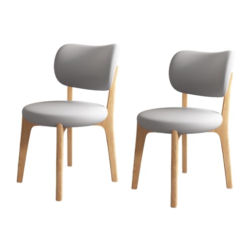Esszimmerstühle 2er-Set, Lounge-Esszimmerstuhl mit gepolsterter Rückenlehne, Beine aus Massivholz, robust, einfach zu montieren, geeignet für Wohnzimmer, Esszimmer, Freizeitbereich usw. A-Hellgra von QAZXDRFG
