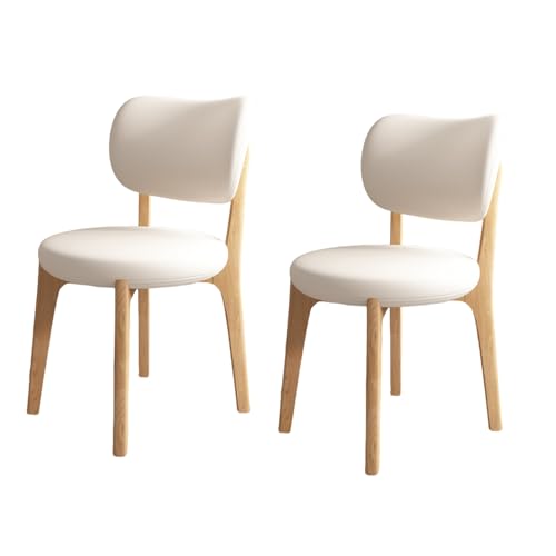Esszimmerstühle 2er-Set, Lounge-Esszimmerstuhl mit gepolsterter Rückenlehne, Beine aus Massivholz, robust, einfach zu montieren, geeignet für Wohnzimmer, Esszimmer, Freizeitbereich usw. A-Weiß 17 von QAZXDRFG