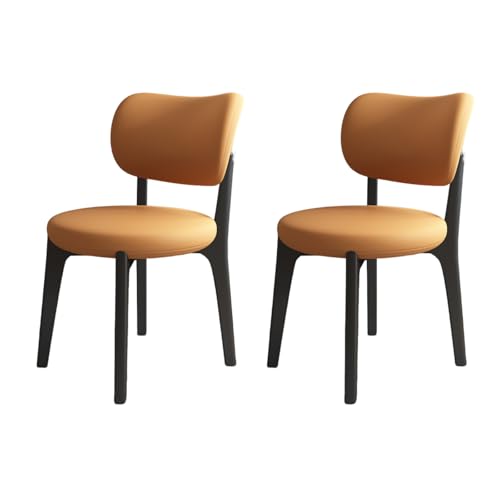 Esszimmerstühle 2er-Set, Lounge-Esszimmerstuhl mit gepolsterter Rückenlehne, Beine aus Massivholz, robust, einfach zu montieren, geeignet für Wohnzimmer, Esszimmer, Freizeitbereich usw. B-Orange von QAZXDRFG