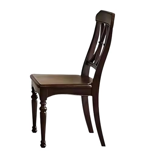 Esszimmerstühle aus 100 % Massivholz, gepolsterter Akzentstuhl im amerikanischen Stil mit geschwungener Rückenlehne, Vintage-Stuhl mit römischen Beinen für das Wohnzimmer in der Küche (dunkles W von QAZXDRFG