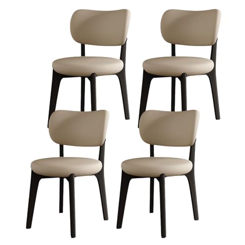 Esszimmerstühle aus Eiche, 4er-Set, gepolsterte Küchenstühle mit breiter, geschwungener Rückenlehne, gepolsterter Sitzfläche und Holzbeinen, moderner ergonomischer Beistellstuhl ohne Armlehnen f von QAZXDRFG