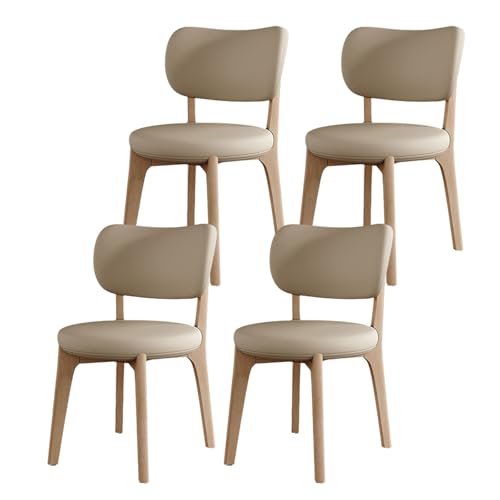 Esszimmerstühle aus Eiche, ergonomische Küchenstühle mit starker Umhüllung, breiter, geschwungener Rückenlehne, moderner Polsterstuhl mit rundem, verdicktem Sitzkissen, armlose Seitenstühle für R von QAZXDRFG