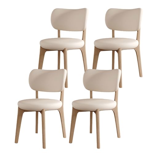 Esszimmerstühle aus Eiche, ergonomische Küchenstühle mit starker Ummantelung und breiter, geschwungener Rückenlehne, moderner Polsterstuhl mit rundem, verdicktem Sitzkissen, armlose Seitenstühle von QAZXDRFG