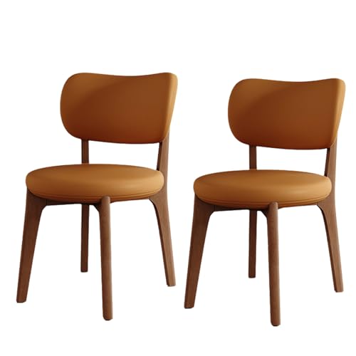 Esszimmerstühle aus Eiche, ergonomische Küchenstühle mit starker Ummantelung und breiter, geschwungener Rückenlehne, moderner Polsterstuhl mit rundem, verdicktem Sitzkissen, armlose Seitenstühle von QAZXDRFG