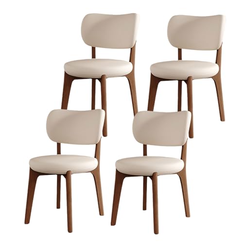 Esszimmerstühle aus Eiche, ergonomische Küchenstühle mit starker Ummantelung und breiter, geschwungener Rückenlehne, moderner Polsterstuhl mit rundem, verdicktem Sitzkissen, armlose Seitenstühle von QAZXDRFG