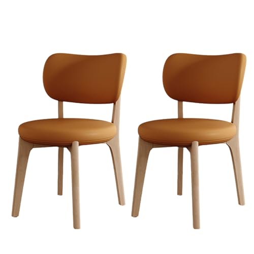 Esszimmerstühle aus Eiche, ergonomische Küchenstühle mit starker Umwicklung und breiter, geschwungener Rückenlehne, moderner Polsterstuhl mit rundem, verdicktem Sitzkissen, armlose Seitenstühle von QAZXDRFG