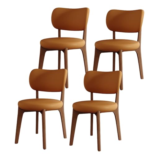 Esszimmerstühle aus Eichenholz, ergonomische Küchenstühle mit starker Ummantelung und breiter, geschwungener Rückenlehne, moderner Polsterstuhl mit rundem, verdicktem Sitzkissen, armlose Seitens von QAZXDRFG