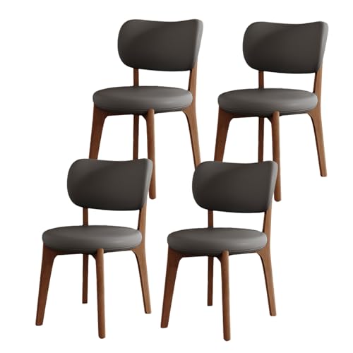 Esszimmerstühle aus Eichenholz, ergonomische Küchenstühle mit starker Ummantelung und breiter, geschwungener Rückenlehne, moderner Polsterstuhl mit rundem, verdicktem Sitzkissen, armlose Seitens von QAZXDRFG