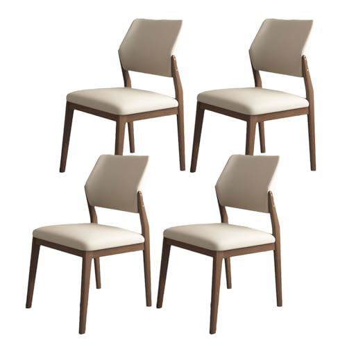Esszimmerstühle aus Eichenholz, ergonomischer Küchenstuhl mit geschwungener Rückenlehne, breitem Sitzkissen und Hartholzrahmen, moderne Akzent-Seitenstühle ohne Armlehne für das Wohnzimmer im Res von QAZXDRFG