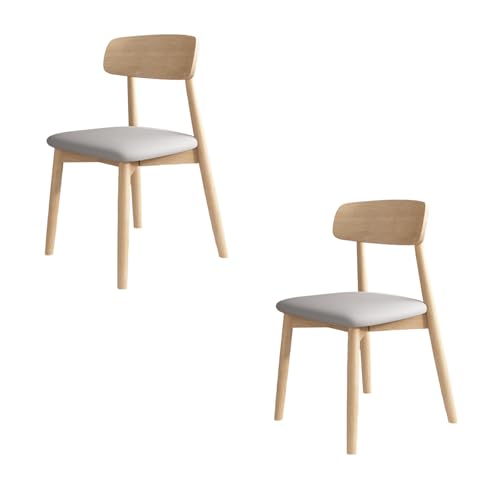 Esszimmerstühle aus Holz, 2er-/4er-/6er-Set – Moderne Polsterstühle im Mid-Century-Stil, Rückenlehne aus Massivholz, pflegeleicht, für Küche, Wohnzimmer, Esszimmer, Holzfarbe + Hellgrau, 2 Stück Esszimmerstühle aus Holz, 2er-/4er-/6er-Set – Moderne Polsterstühle im Mid-Century-Stil, Rückenlehne aus Massivholz, pflegeleicht, für Küche, Wohnzimmer, Esszimmer, Holzfarbe + Hellgrau, 2 Stück von QAZXDRFG