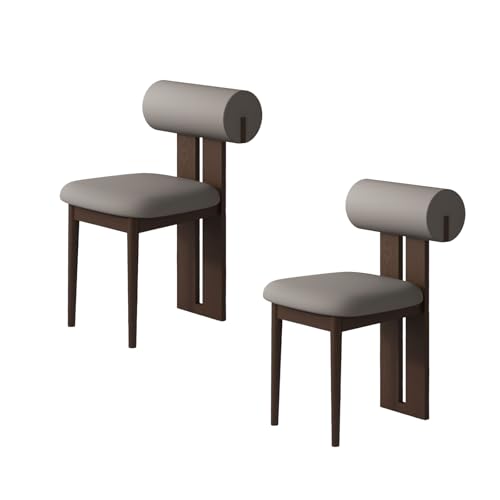 Esszimmerstühle aus Holz, 2er-/4er-/6er-Set – Moderne Polsterstühle im Mid-Century-Stil, ergonomische und bequeme Rückenlehne für Küche, Wohnzimmer, Esszimmer, dunkles Walnussholz + Dunkelgrau, 2 von QAZXDRFG