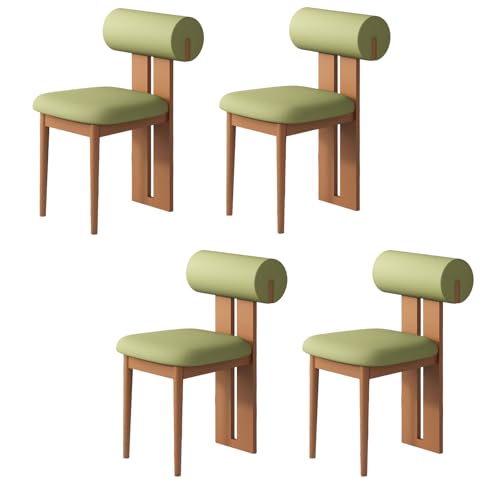 Esszimmerstühle aus Holz, 2er-/4er-/6er-Set – Moderne Polsterstühle im Mid-Century-Stil, ergonomische und bequeme Rückenlehne für Küche, Wohnzimmer, Esszimmer, helles Walnussholz + Grün, 4-tlg. von QAZXDRFG
