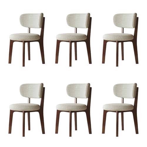 Esszimmerstühle aus Holz, 2er-/4er-/6er-Set – Polsterstühle im Mid-Century-Modern-Stil, Stoff aus Baumwolle und Leinen. Der Stuhlbezug ist abnehmbar und waschbar, für Küche, Wohnzimmer und Esszim von QAZXDRFG