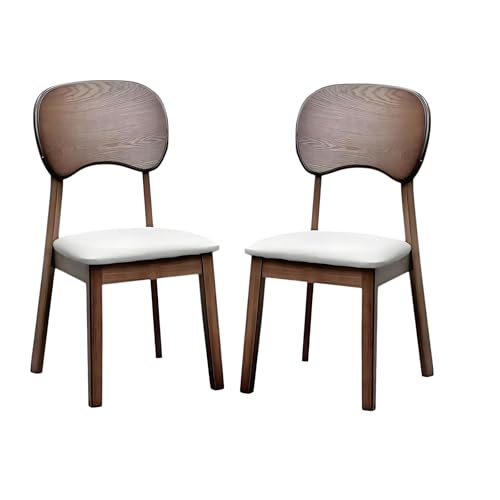 Esszimmerstühle aus Holz, 2er-Set, kratzfeste Lederstühle mit Beinen aus Gummiholz, armloser, gepolsterter Esszimmerstuhl mit Sitzkissen, Lattenrückenlehne für Küche und Wohnzimmer (helles Walnu von QAZXDRFG