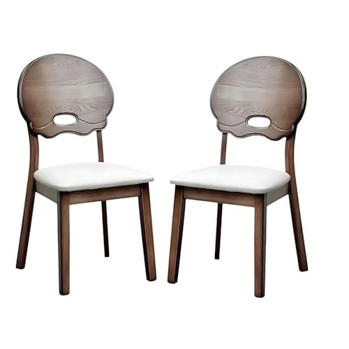 Esszimmerstühle aus Holz, 2er-Set, kratzfeste Lederstühle mit Beinen aus Gummiholz, armloser, gepolsterter Esszimmerstuhl mit Sitzkissen, Lattenrückenlehne für Küche und Wohnzimmer (helles Walnu von QAZXDRFG