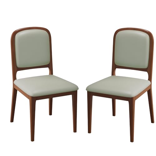 Esszimmerstühle aus Holz, 2er-Set, moderne Küchen-Seitenstühle aus Leder mit Katzenkratzschutz und Zapfenverbindung, Esszimmerstuhl ohne Armlehnen und gepolsterter Rückenlehne für das Wohnzimmer von QAZXDRFG