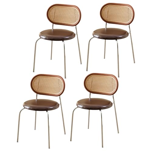 Esszimmerstühle aus Metall, 4er-Set, passt sich der menschlichen Körperkurve an, moderner gepolsterter Esszimmerstuhl mit gebogener Rattan-Rückenlehne, stapelbares Design, armlose Stühle, Stuhlr Esszimmerstühle aus Metall, 4er-Set, passt sich der menschlichen Körperkurve an, moderner gepolsterter Esszimmerstuhl mit gebogener Rattan-Rückenlehne, stapelbares Design, armlose Stühle, Stuhlr von QAZXDRFG