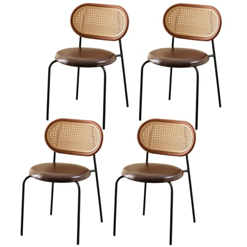 Esszimmerstühle aus Metall, 4er-Set, passt sich der menschlichen Körperkurve an, moderner gepolsterter Esszimmerstuhl mit gebogener Rattan-Rückenlehne, stapelbares Design, armlose Stühle, Stuhlr Esszimmerstühle aus Metall, 4er-Set, passt sich der menschlichen Körperkurve an, moderner gepolsterter Esszimmerstuhl mit gebogener Rattan-Rückenlehne, stapelbares Design, armlose Stühle, Stuhlr von QAZXDRFG