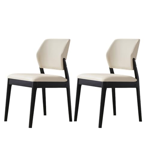 Esszimmerstuhl-Set, 2er-Set, 100 % Massivholz, moderner Stuhl ohne Armlehnen mit bequemer, breiter, geschwungener Rückenlehne, Sitzfläche aus Lederpolstern, ergonomische Küchen-Seitenstühle mit B Esszimmerstuhl-Set, 2er-Set, 100 % Massivholz, moderner Stuhl ohne Armlehnen mit bequemer, breiter, geschwungener Rückenlehne, Sitzfläche aus Lederpolstern, ergonomische Küchen-Seitenstühle mit B von QAZXDRFG
