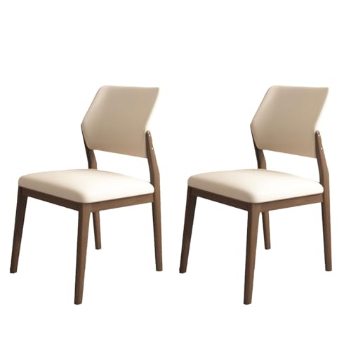 Esszimmerstuhl-Set, 2er-Set, 100 % Massivholz, moderner Stuhl ohne Armlehnen mit breiter, geschwungener Rückenlehne, Sitzfläche mit Lederpolster, ergonomische Küchen-Seitenstühle mit Beinen aus Esszimmerstuhl-Set, 2er-Set, 100 % Massivholz, moderner Stuhl ohne Armlehnen mit breiter, geschwungener Rückenlehne, Sitzfläche mit Lederpolster, ergonomische Küchen-Seitenstühle mit Beinen aus von QAZXDRFG