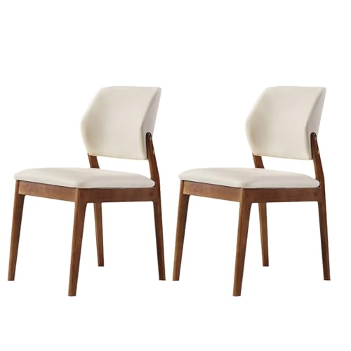 Esszimmerstuhl-Set, 2er-Set, 100 % Massivholz, moderner Stuhl ohne Armlehnen mit breiter, geschwungener Rückenlehne, Sitzfläche mit Lederpolster, ergonomische Küchen-Seitenstühle mit Beinen aus Esszimmerstuhl-Set, 2er-Set, 100 % Massivholz, moderner Stuhl ohne Armlehnen mit breiter, geschwungener Rückenlehne, Sitzfläche mit Lederpolster, ergonomische Küchen-Seitenstühle mit Beinen aus von QAZXDRFG