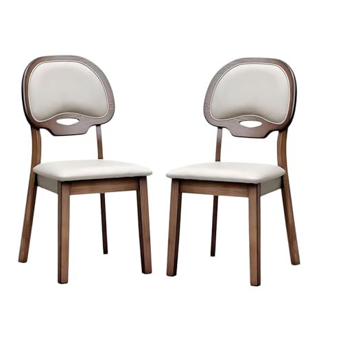 Esszimmerstuhl-Set, 2er-Set, gepolsterter Akzentstuhl im Mid-Century-Stil mit kratzfestem Leder, ohne Armlehnen mit Sitzkissen, gepolsterte Rückenlehne für Esszimmer, Küche, Wohnzimmer (helles W von QAZXDRFG