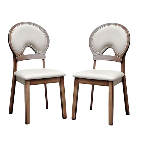 Esszimmerstuhl-Set, 2er-Set, gepolsterter Akzentstuhl im Mid-Century-Stil mit kratzfestem Leder, ohne Armlehnen mit Sitzkissen, gepolsterte Rückenlehne für Esszimmer, Küche, Wohnzimmer (helles W Esszimmerstuhl-Set, 2er-Set, gepolsterter Akzentstuhl im Mid-Century-Stil mit kratzfestem Leder, ohne Armlehnen mit Sitzkissen, gepolsterte Rückenlehne für Esszimmer, Küche, Wohnzimmer (helles W von QAZXDRFG