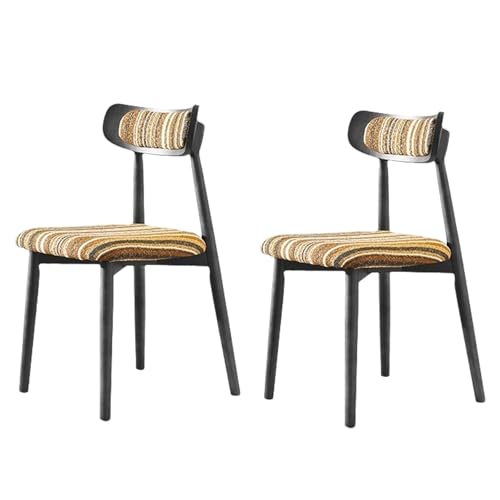 Esszimmerstuhl mit gebogener Rückenlehne, Stuhlfüße aus Eichenholz mit Rahmen aus reinem Massivholz, gepolsterte Wohnzimmerstühle im Mid-Century-Stil, armloser Stuhl aus Leinenstoff für die Küch von QAZXDRFG
