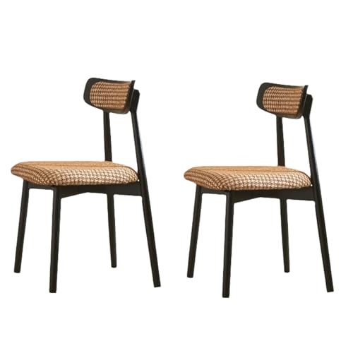 Esszimmerstuhl mit gebogener Rückenlehne, Stuhlfuß aus Eiche mit Rahmen aus reinem Massivholz, Wohnzimmerstühle im Mid-Century-Stil, gepolsterter Stuhl ohne Armlehnen aus Leinenstoff für die Küch von QAZXDRFG