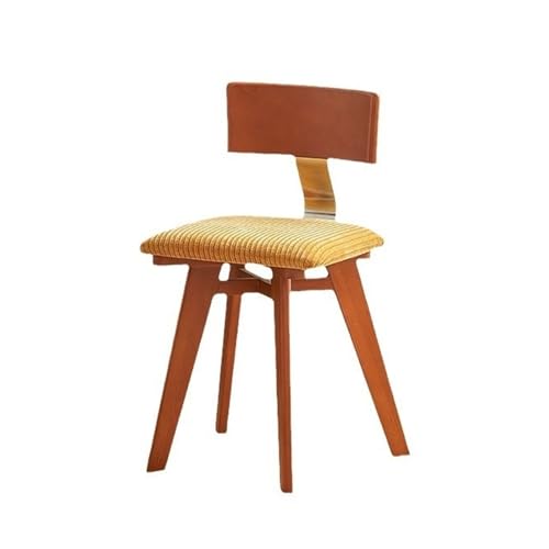 Französische Retro-Stühle, Esszimmerstühle im Mid-Century-Modern-Stil, nordische Rückenlehnen aus Massivholz, Esstischstühle, gepolsterte Sitzfläche aus Baumwolle, ideal für Küche oder Esszimmer von QAZXDRFG