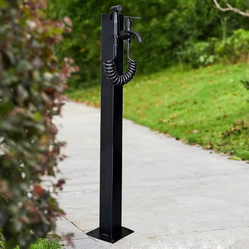 Gartenwassersäule aus 304 Edelstahl, freistehender Schlauchständer mit Spritzpistole, Frostschutzhahn, für den Außenbereich, Springbrunnenspender (Höhe: 60 cm) von QAZXDRFG