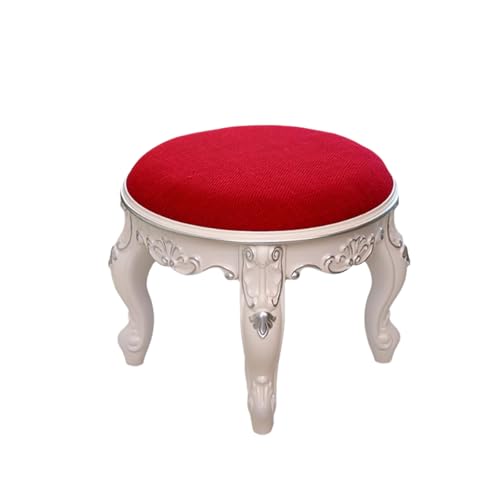 Gepolsterter Fußhocker, hochelastischer kleiner Haushaltshocker mit Polsterung aus Schwamm, Mehrzweck-Sitzhocker im europäischen Stil für Restaurant, Wohnzimmer, Eingangsbereich, Esszimmer, rund von QAZXDRFG
