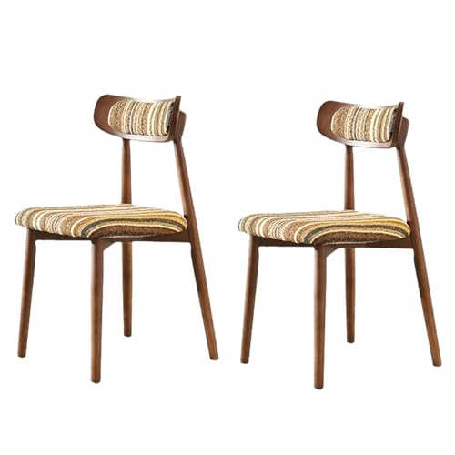 Holzstühle, 2er-Set, armlose Stühle im Mid-Century-Stil mit Leinenstoff und Eichenholz-Finish, Esszimmerstuhl mit exquisiter Naht und gebogener Rückenlehne für das Wohnzimmer im Bauernhausstil, Holzstühle, 2er-Set, armlose Stühle im Mid-Century-Stil mit Leinenstoff und Eichenholz-Finish, Esszimmerstuhl mit exquisiter Naht und gebogener Rückenlehne für das Wohnzimmer im Bauernhausstil, von QAZXDRFG