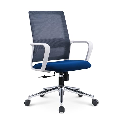Home-Office-Stuhl, ergonomischer Computerstuhl aus Netzgewebe mit Armlehnen zur Lendenwirbelstütze, 360° drehbarer, verstellbarer Arbeitsstuhl mit mittlerer Rückenlehne, Blau, 24,0 x 24,0 x 41,3 von QAZXDRFG