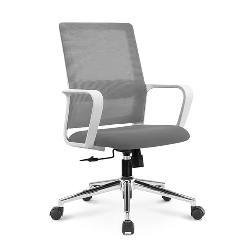 Home-Office-Stuhl, ergonomischer Computerstuhl aus Netzgewebe mit Armlehnen zur Lendenwirbelstütze, 360° drehbarer, verstellbarer Arbeitsstuhl mit mittlerer Rückenlehne, Grau, 24,0 x 24,0 x 41,3 Home-Office-Stuhl, ergonomischer Computerstuhl aus Netzgewebe mit Armlehnen zur Lendenwirbelstütze, 360° drehbarer, verstellbarer Arbeitsstuhl mit mittlerer Rückenlehne, Grau, 24,0 x 24,0 x 41,3 von QAZXDRFG