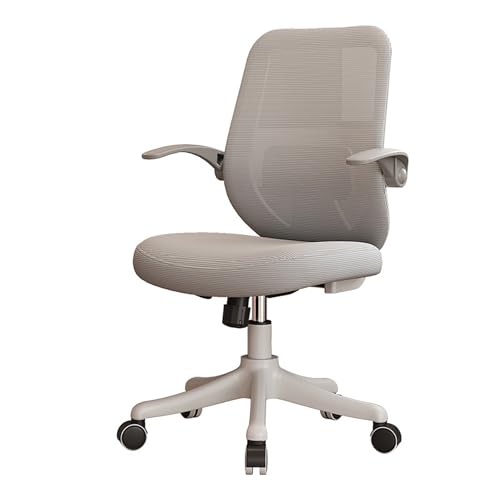 Home-Office-Stuhl mit Armlehnen zur Lordosenstütze, ergonomischer Computerstuhl aus Netzgewebe, 360°-Drehung nach oben und unten, verstellbarer Arbeitsstuhl mit mittlerer Rückenlehne, Grau, 24,4 Home-Office-Stuhl mit Armlehnen zur Lordosenstütze, ergonomischer Computerstuhl aus Netzgewebe, 360°-Drehung nach oben und unten, verstellbarer Arbeitsstuhl mit mittlerer Rückenlehne, Grau, 24,4 von QAZXDRFG
