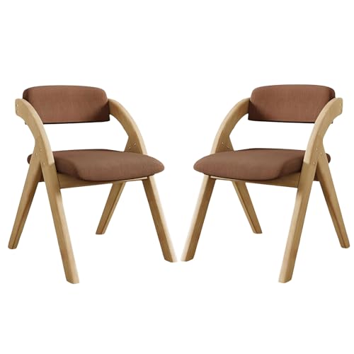 Klappbare Holzstühle, gepolsterter Stuhl aus atmungsaktiver Baumwolle und Leinengewebe mit nicht zusammenzubauendem Design, moderner Mid-Century-Stuhl aus robustem und hochelastischem Schwamm fü von QAZXDRFG