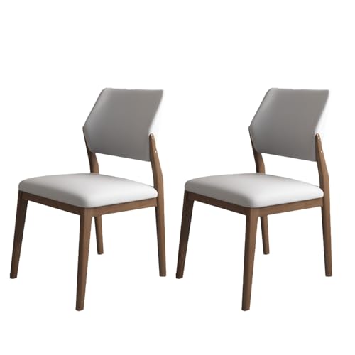 Küchenstühle mit gebogener Rückenlehne, ergonomischer Esszimmerstuhl aus Holz mit Hartholzrahmen und abgewinkelten Beinen, gepolsterte Akzentstühle mit dickem Lederkissen für das Wohnzimmer, dun von QAZXDRFG