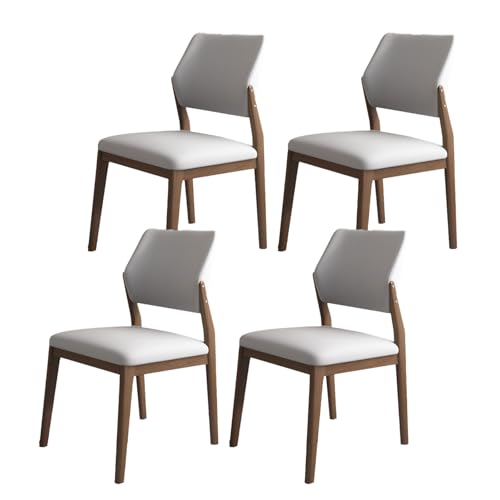 Küchenstühle mit gebogener Rückenlehne, ergonomischer Esszimmerstuhl aus Holz mit Hartholzrahmen und abgewinkelten Beinen, gepolsterte Akzentstühle mit dickem Lederkissen für das Wohnzimmer, dun von QAZXDRFG