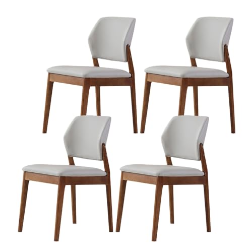 Küchenstühle mit gebogener Rückenlehne, ergonomischer Esszimmerstuhl aus Holz mit Hartholzrahmen und abgewinkelten Beinen, gepolsterte Akzentstühle mit dickem Lederkissen für das Wohnzimmer, hel von QAZXDRFG