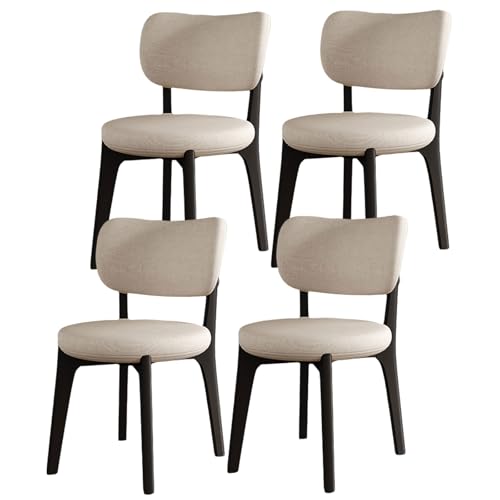 Küchenstühle mit gebogener Rückenlehne, ergonomischer Sitz, moderner Esszimmerstuhl mit Hartholzrahmen und abgewinkelten Beinen, Stühle aus 100 % Massivholz mit rundem, dickem Kissen für das Wohn von QAZXDRFG
